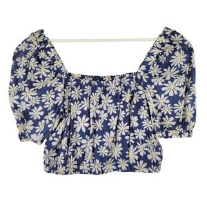 American Eagle Outfitters Daisy Puff Sleeve Crop Top Sz Small